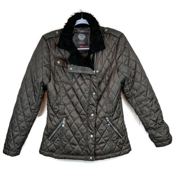 Vince Camuto Zipper Puffer Faux Fur Jacket, S - Picture 2 of 8